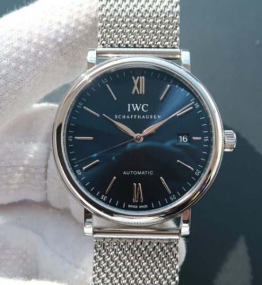 Replica IWC MK Portofino Automatic Blue Dial SS Mesh Bracelet
