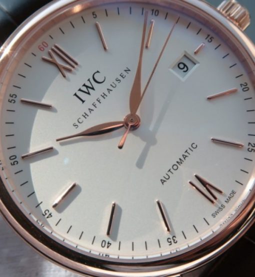 Replica IWC MK Portofino RG IW356504 Automatic White Dial Leather Strap - Image 2