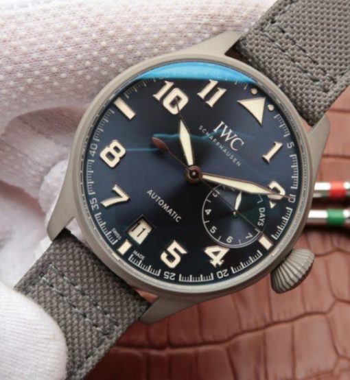 Replica IWC Big Pilot Custom Made Sandblasted SS Case Blue Dial - Image 2