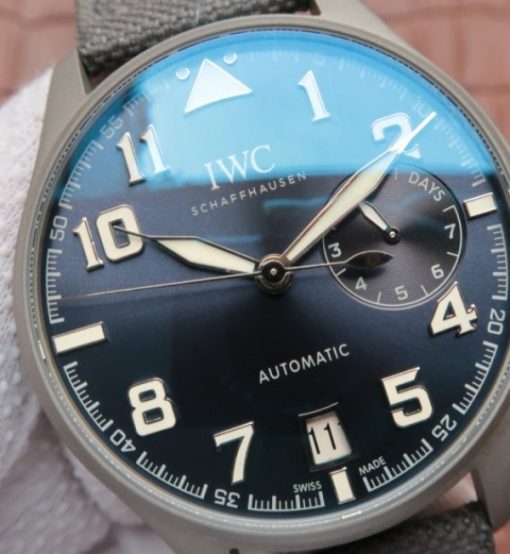 Replica IWC Big Pilot Custom Made Sandblasted SS Case Blue Dial - Image 3