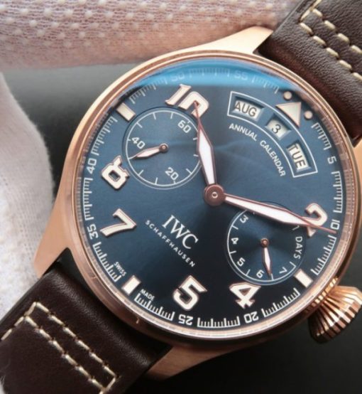 Replica IWC ZF Big Pilot IW502701 RG Blue Dial Leather Strap - Image 2
