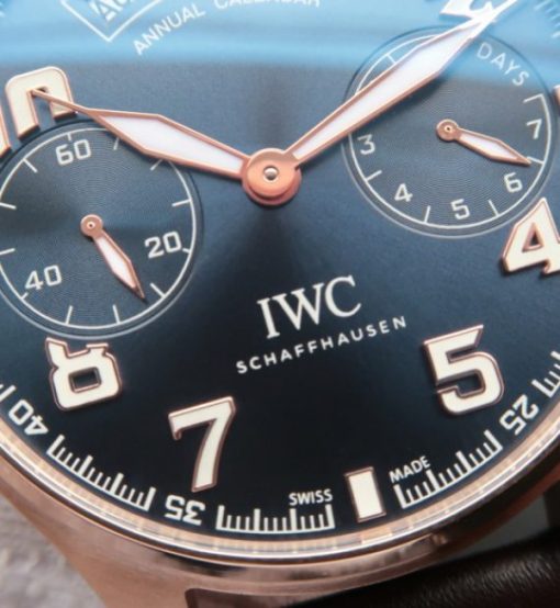 Replica IWC ZF Big Pilot IW502701 RG Blue Dial Leather Strap - Image 3