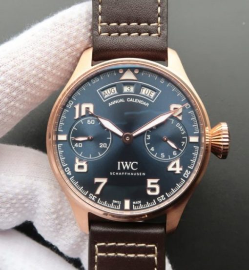 Replica IWC ZF Big Pilot IW502701 RG Blue Dial Leather Strap