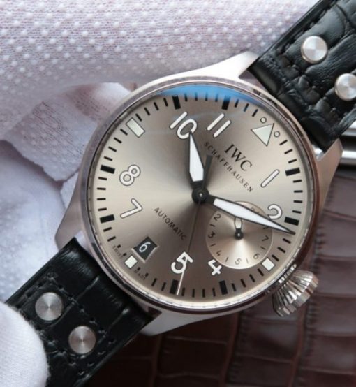Replica IWC ZF Big Pilot Real PR IW500906 Silver Dial Leather Strap - Image 2