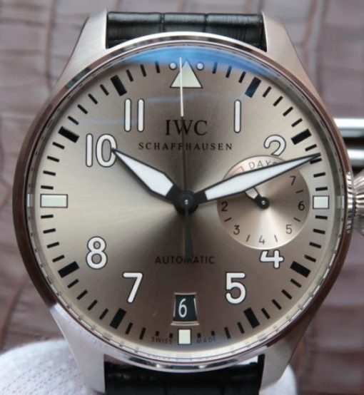 Replica IWC ZF Big Pilot Real PR IW500906 Silver Dial Leather Strap - Image 3