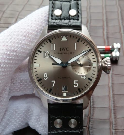 Replica IWC ZF Big Pilot Real PR IW500906 Silver Dial Leather Strap