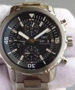 Replica IWC V6 Aquatimer Chrono IW376803 Black Dial SS Bracelet A7750
