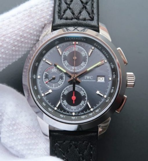 Replica IWC Ingenieur Chrono IW380702 Gray Dial Leather Strap