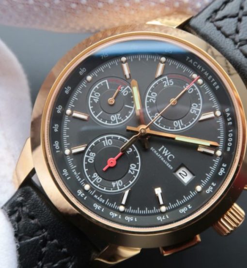 IWC Ingenieur Chrono YG IW3807 Black Dial Leather Strap - Image 2