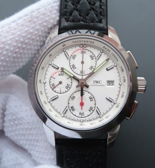 Replica IWC Ingenieur Chrono IW380701 White Dial Leather Strap