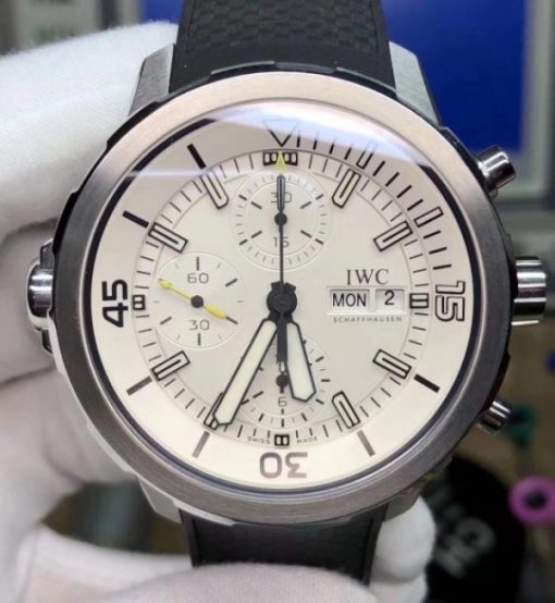 Replica IWC V6 Aquatimer Chrono IW3768 White Dial SS Bracelet A7750 - Image 2