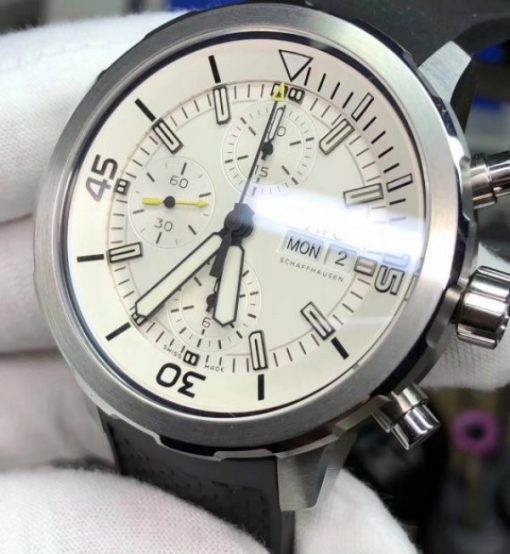 Replica IWC V6 Aquatimer Chrono IW3768 White Dial SS Bracelet A7750 - Image 3