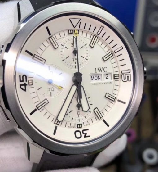 Replica IWC V6 Aquatimer Chrono IW3768 White Dial SS Bracelet A7750 - Image 4