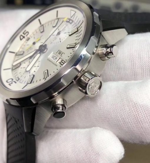 Replica IWC V6 Aquatimer Chrono IW3768 White Dial SS Bracelet A7750 - Image 5