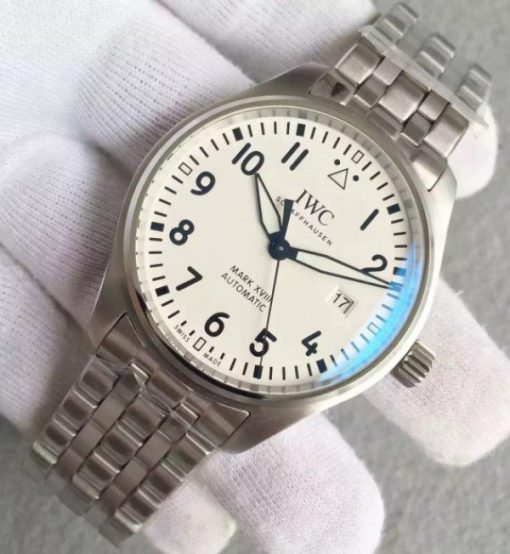 Replica IWC MKF Mark XVIII IW3270 White Dial SS Bracelet A2892 - Image 2