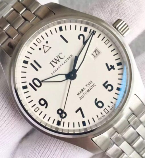 Replica IWC MKF Mark XVIII IW3270 White Dial SS Bracelet A2892 - Image 3