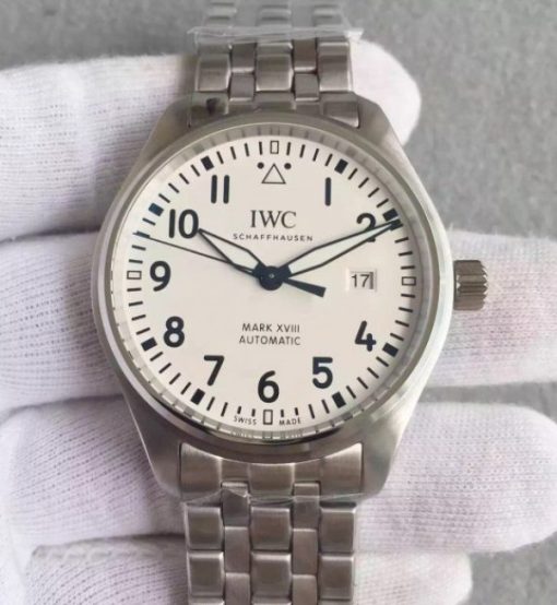 Replica IWC MKF Mark XVIII IW3270 White Dial SS Bracelet A2892