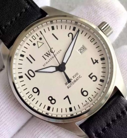 Replica IWC MKF Mark XVIII IW327002 White Dial Leather Strap A2892 - Image 3
