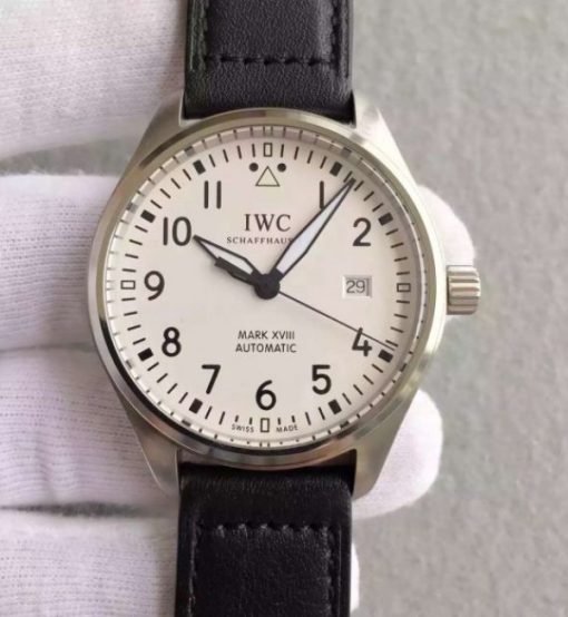 Replica IWC MKF Mark XVIII IW327002 White Dial Leather Strap A2892