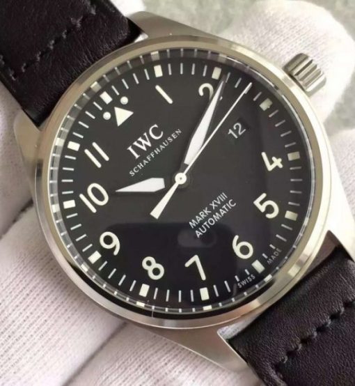 Replica IWC MKF Mark XVIII IW327001 Black Dial Leather Strap - Image 3