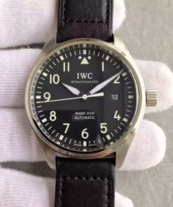 Replica IWC MKF Mark XVIII IW327001 Black Dial Leather Strap