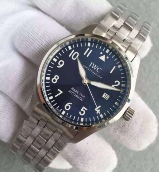 Replica IWC MKF Mark XVIII Le Petit Prince Blue Dial SS Bracelet A2892 - Image 2