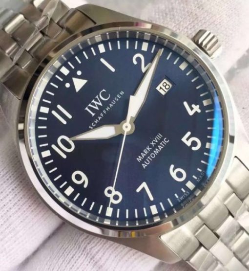 Replica IWC MKF Mark XVIII Le Petit Prince Blue Dial SS Bracelet A2892 - Image 3