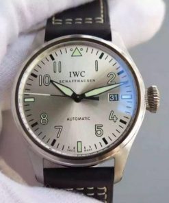 Replica IWC MKF Mark XVI Silver Dial Black Leather Strap A2892