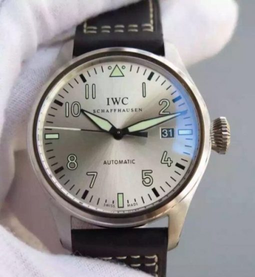 Replica IWC MKF Mark XVI Silver Dial Black Leather Strap A2892