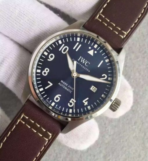 Replica IWC MKF Mark XVIII Le Petit Prince Blue Dial Leather Strap A2892 - Image 3