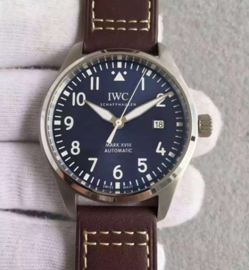 Replica IWC MKF Mark XVIII Le Petit Prince Blue Dial Leather Strap A2892