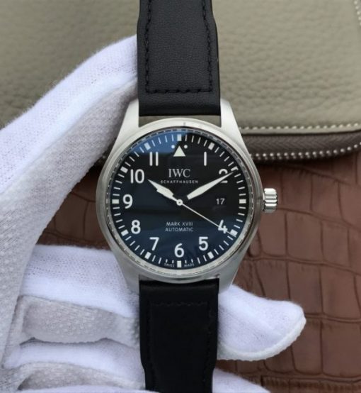 Replica IWC XF Mark XVIII IW327001 Black Dial Leather Strap