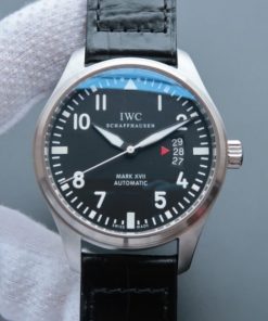 Replica IWC MKF Mark XVII Black Dial Black Leather Strap A2892