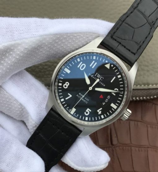 Replica IWC XF Mark XVII Black Dial Black Leather Strap A2892 - Image 2