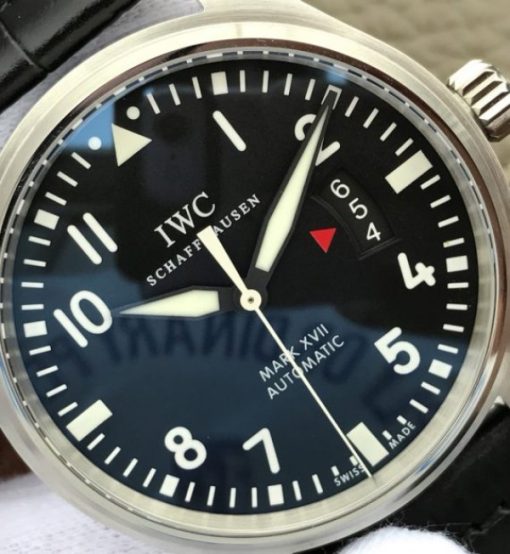Replica IWC XF Mark XVII Black Dial Black Leather Strap A2892 - Image 3