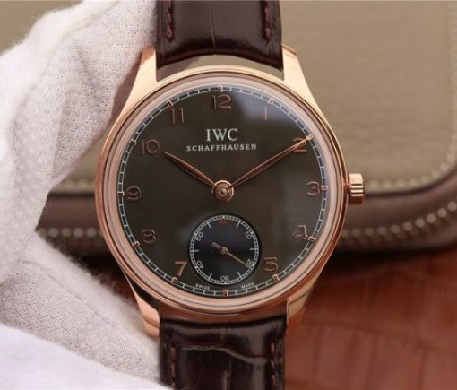Replica IWC ZF Portuguese IW545406 RG Brown Dial Leather Strap A6498