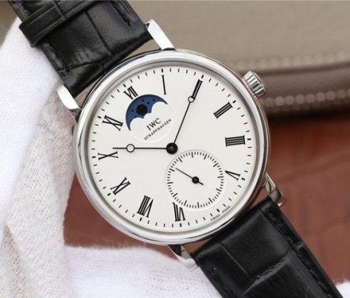 Replica IWC Vintage IW544805 White Dial Black Leather Strap - Image 2