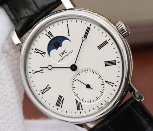 Replica IWC Vintage IW544805 White Dial Black Leather Strap - Image 3
