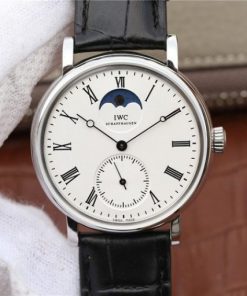 Replica IWC Vintage IW544805 White Dial Black Leather Strap
