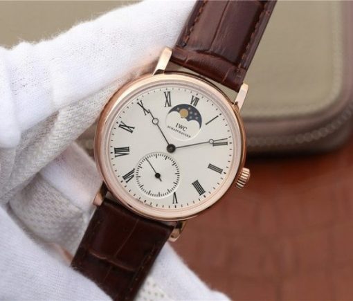 Replica IWC Vintage IW544803 White Dial RG Brown Leather Strap - Image 2