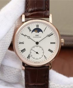 Replica IWC Vintage IW544803 White Dial RG Brown Leather Strap