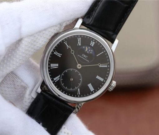 Replica IWC Vintage IW544801 Black Dial Black Leather Strap - Image 2