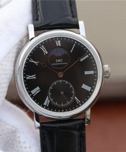 Replica IWC Vintage IW544801 Black Dial Black Leather Strap