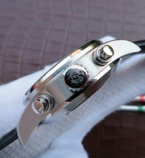 Replica IWC ZF Pilot Chrono IW387809 Silver Dial Leather Strap A7750 - Image 4