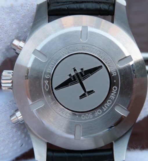 Replica IWC ZF Pilot Chrono IW387809 Silver Dial Leather Strap A7750 - Image 6