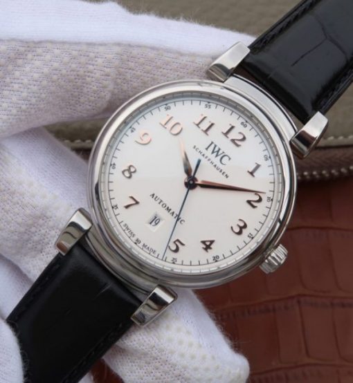 Replica IWC TW Da Vinci IW356601 White Dial Black Leather Strap A2892 - Image 2