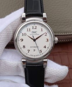 Replica IWC TW Da Vinci IW356601 White Dial Black Leather Strap A2892
