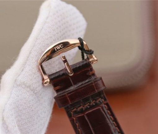 Replica IWC TW Da Vinci RG IW3566 White Dial Black Leather Strap A2892 - Image 15