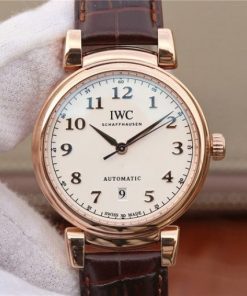 Replica IWC TW Da Vinci RG IW3566 White Dial Black Leather Strap A2892