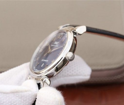 Replica IWC TW Da Vinci IW3566 Blue Dial Black Leather Strap A2892 - Image 8